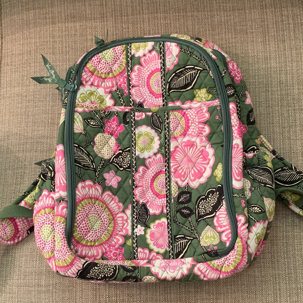 Vera Bradley Green and Pink Floral Backpack